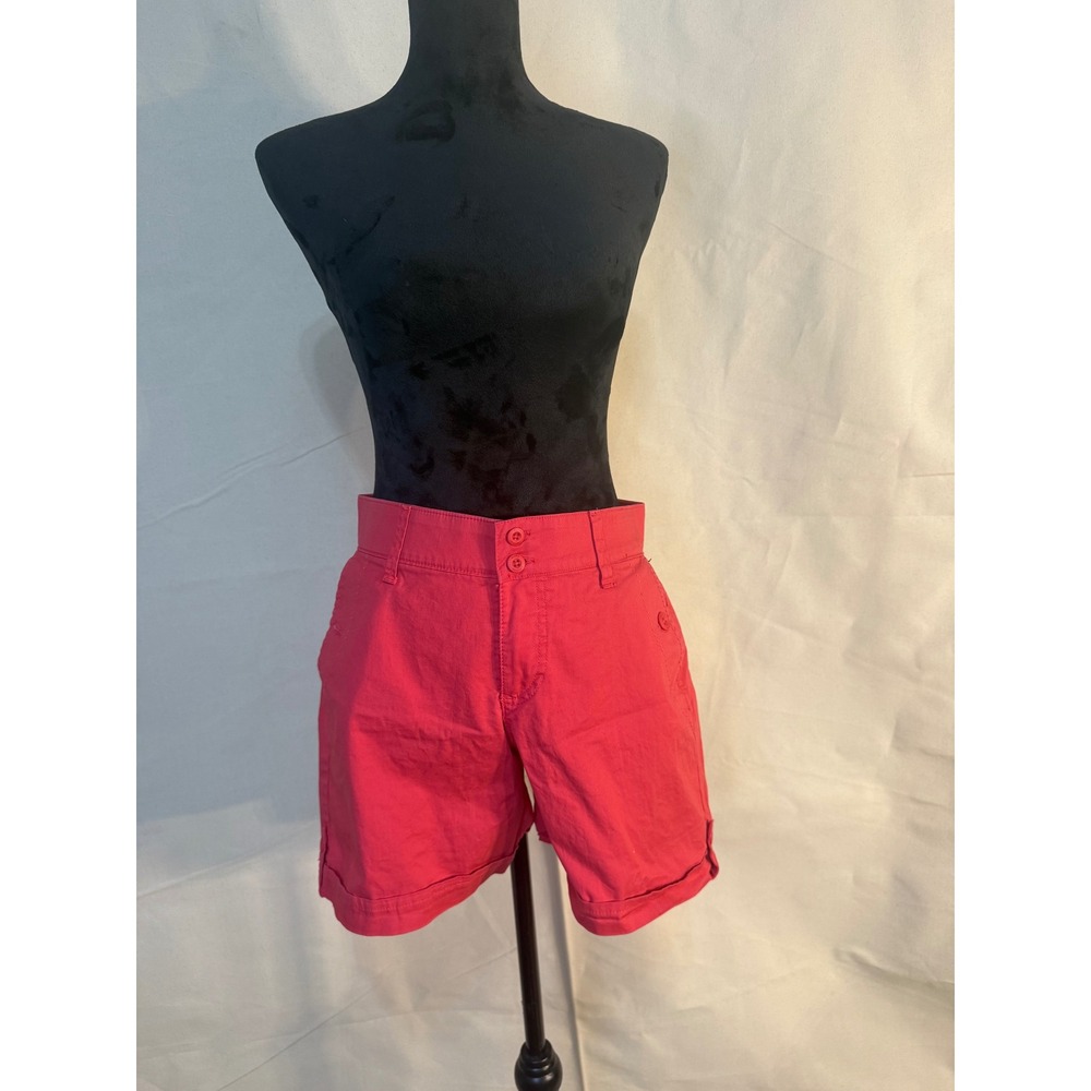 Amanda Shorts Womens 6 Coral Pink Cuffed Double Button Casual